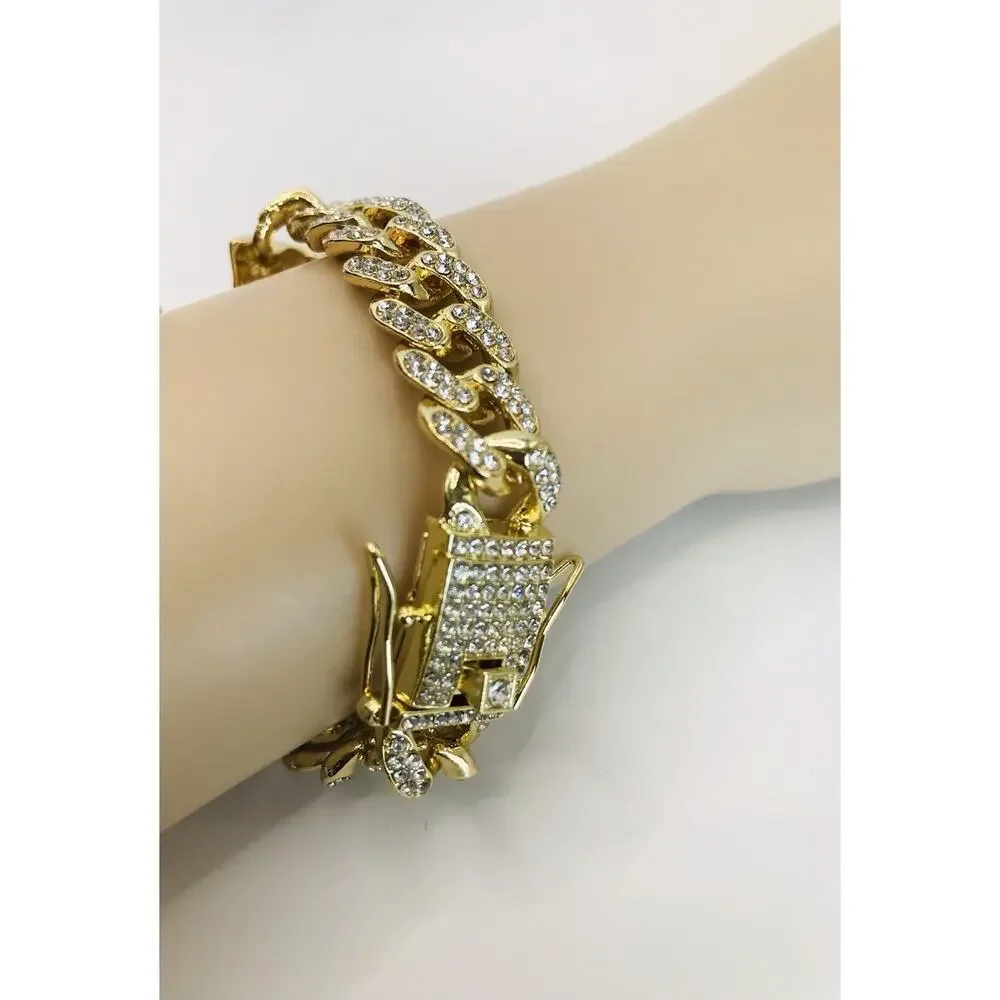 Santa Muerte Cuban Link Bracelet, 7.87